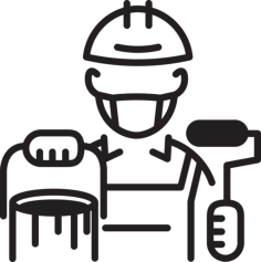 Painter With Helmet Line Art Svg Vector, Free Vectors File